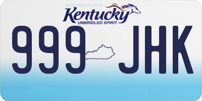KY license plate 999JHK