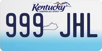 KY license plate 999JHL