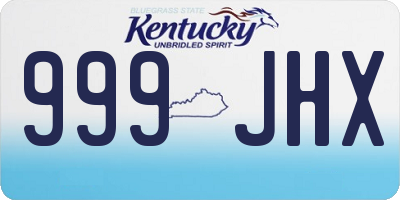 KY license plate 999JHX