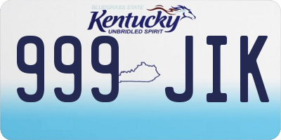 KY license plate 999JIK