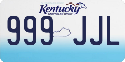 KY license plate 999JJL