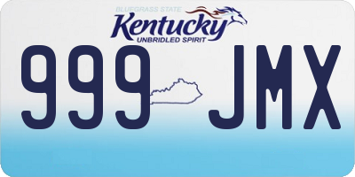 KY license plate 999JMX