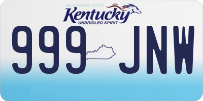 KY license plate 999JNW
