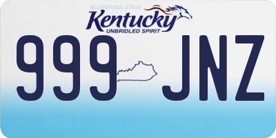 KY license plate 999JNZ