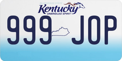 KY license plate 999JOP