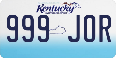 KY license plate 999JOR