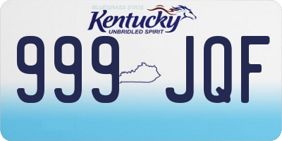 KY license plate 999JQF