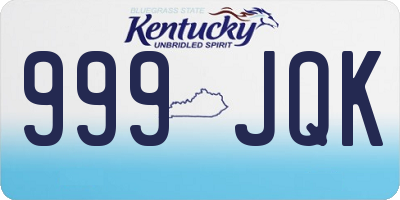 KY license plate 999JQK