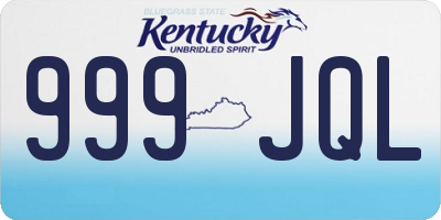 KY license plate 999JQL