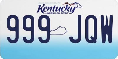 KY license plate 999JQW