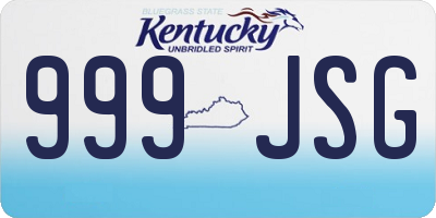 KY license plate 999JSG