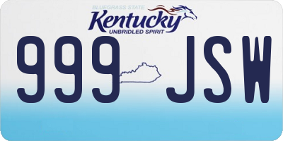 KY license plate 999JSW