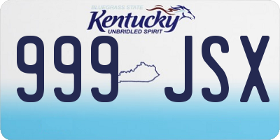 KY license plate 999JSX