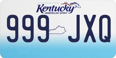 KY license plate 999JXQ