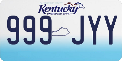 KY license plate 999JYY