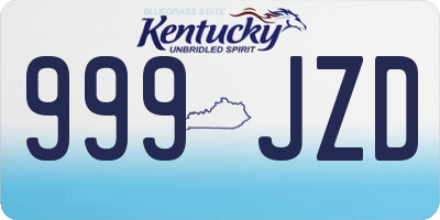 KY license plate 999JZD