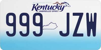 KY license plate 999JZW