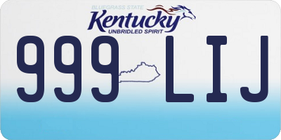 KY license plate 999LIJ