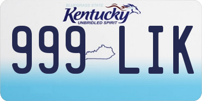 KY license plate 999LIK