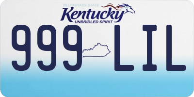 KY license plate 999LIL