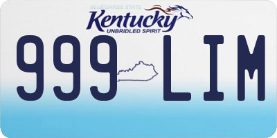 KY license plate 999LIM