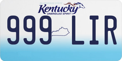 KY license plate 999LIR