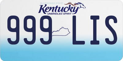 KY license plate 999LIS