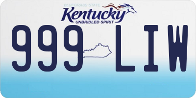 KY license plate 999LIW
