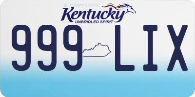 KY license plate 999LIX