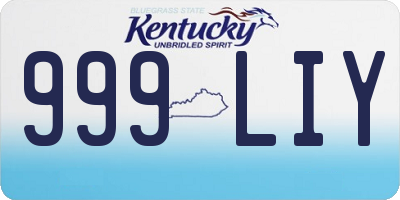 KY license plate 999LIY