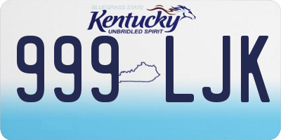 KY license plate 999LJK