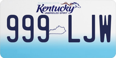 KY license plate 999LJW