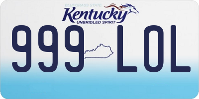 KY license plate 999LOL
