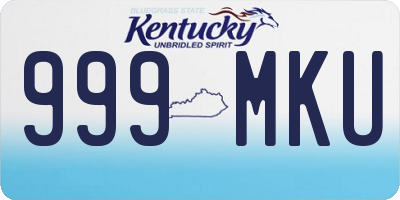 KY license plate 999MKU