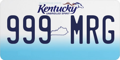 KY license plate 999MRG