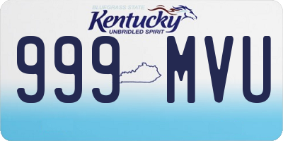 KY license plate 999MVU