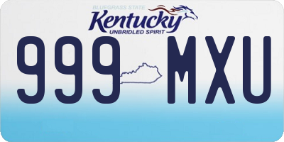 KY license plate 999MXU