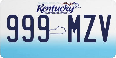 KY license plate 999MZV