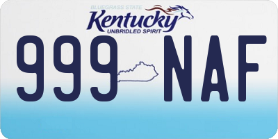 KY license plate 999NAF