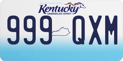 KY license plate 999QXM