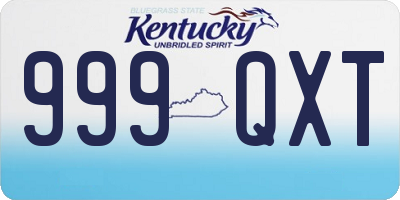 KY license plate 999QXT