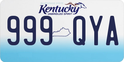 KY license plate 999QYA