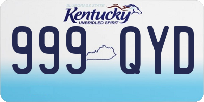 KY license plate 999QYD