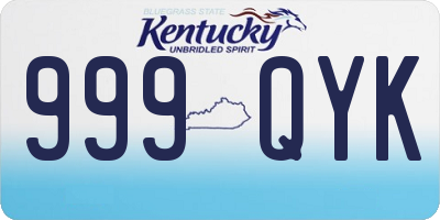 KY license plate 999QYK
