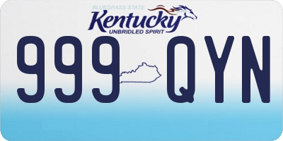 KY license plate 999QYN
