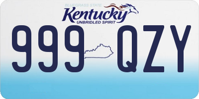 KY license plate 999QZY