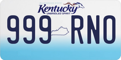KY license plate 999RNO