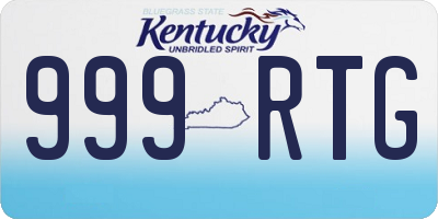 KY license plate 999RTG
