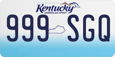 KY license plate 999SGQ