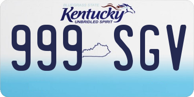 KY license plate 999SGV